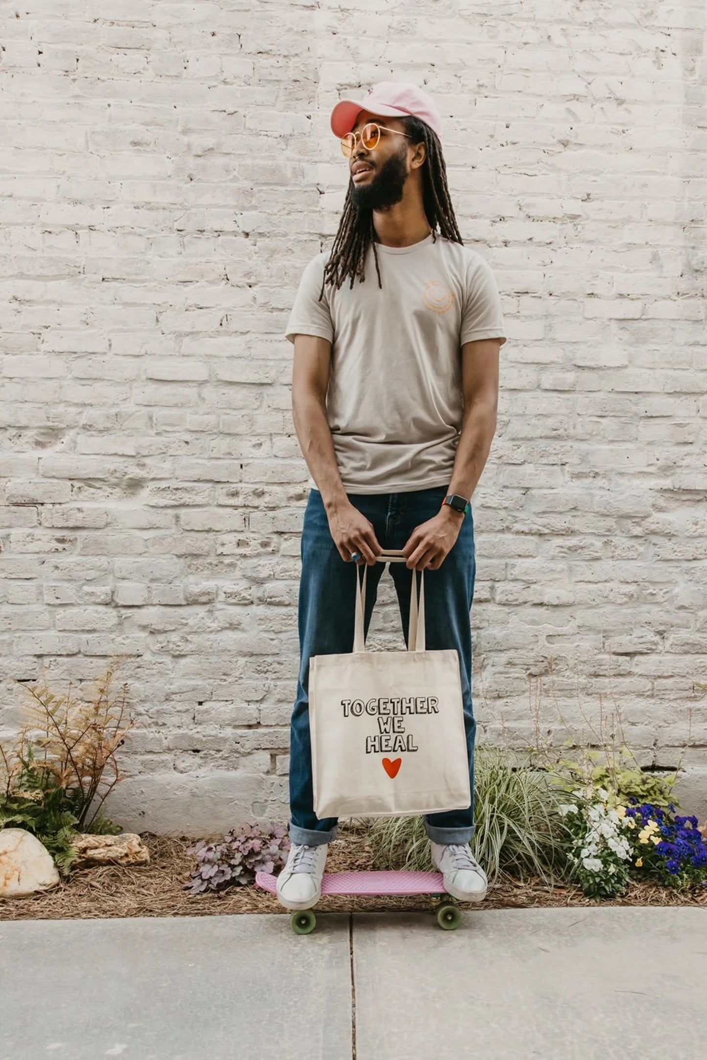 Together We Heal Nude & Red Shopping Tote Bag